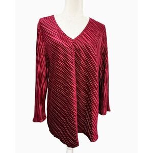 Alfani Women's 0X Malbec Pleated Shimmer Velvet V-Neck Tunic Top NWT